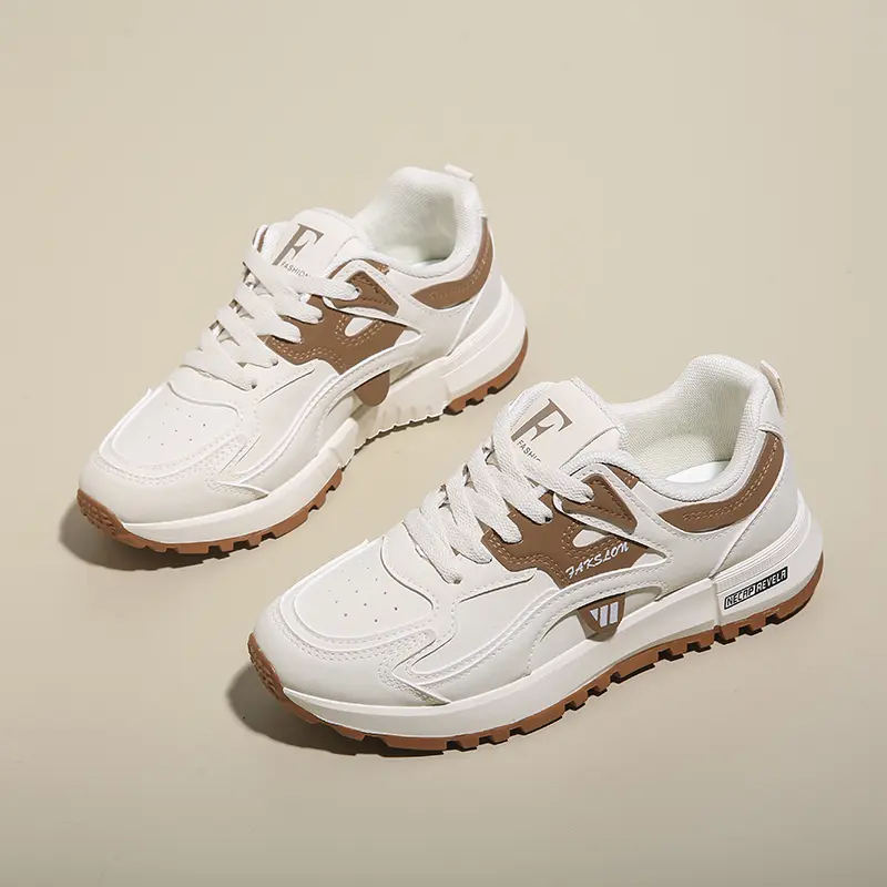 Casual Women White Shoes Adult Sneakers Ins Version Dad Shoes Women 2025 Spring Student Running Sports Thick Bottom Heightening