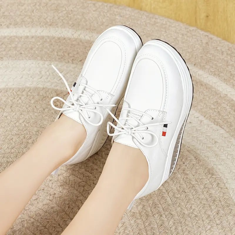 Fashion Round Head Comfortable Breathable Women's Walking Shoes Spring and Autumn New Lace-up Non-slip Casual Sports Shoes