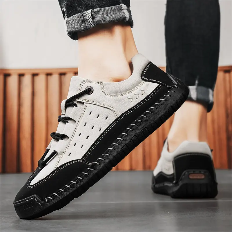 Brown Shoes for Men Genuine Leather Casual Shoes Size 48 Outdoor Hiking Sneakers Men Breathable Mens Shoes Zapatos De Hombre