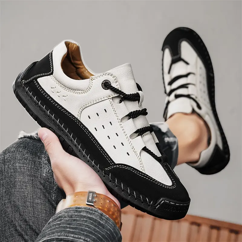 Brown Shoes for Men Genuine Leather Casual Shoes Size 48 Outdoor Hiking Sneakers Men Breathable Mens Shoes Zapatos De Hombre