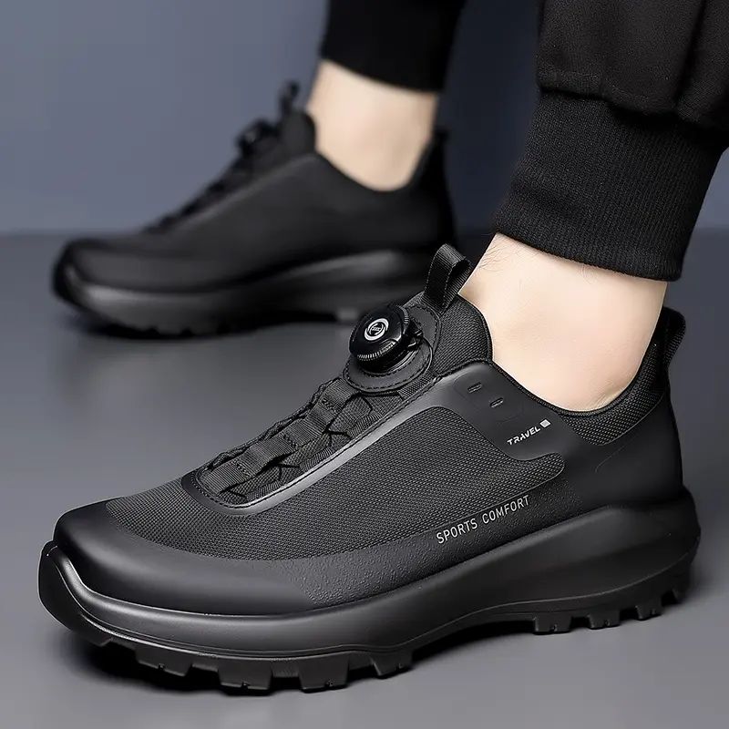 High Quality Mens Trekking Shoes Rotary Buckle Hiking Shoes Men Outdoor Casual Sneakers Man Breathable Non slip Walking Shoes
