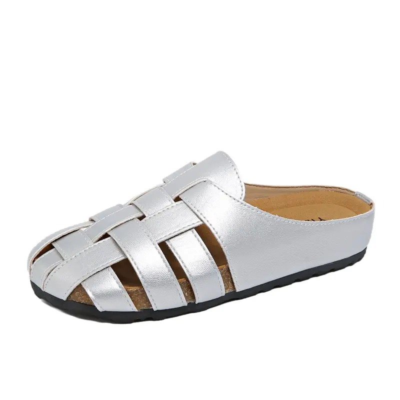 Black Bao-head Half Slippers Women's Summer Wear 2025 New Slip-on Moeller Sandals Birkenstocks Woven Sandals Women's Shoes