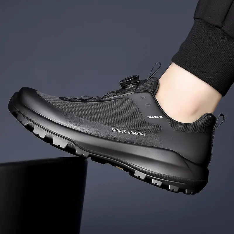 High Quality Mens Trekking Shoes Rotary Buckle Hiking Shoes Men Outdoor Casual Sneakers Man Breathable Non slip Walking Shoes