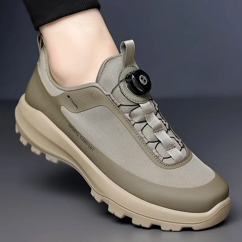 High Quality Mens Trekking Shoes Rotary Buckle Hiking Shoes Men Outdoor Casual Sneakers Man Breathable Non slip Walking Shoes