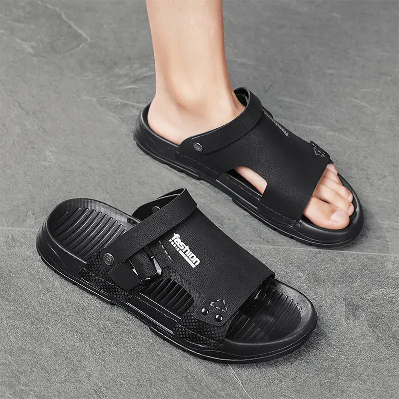 High-End Men's Sandals New Summer Outdoor Wear-Resistant Anti-Slip Soft Bot Two-Purpose Slip-On Oes Breathable PVC