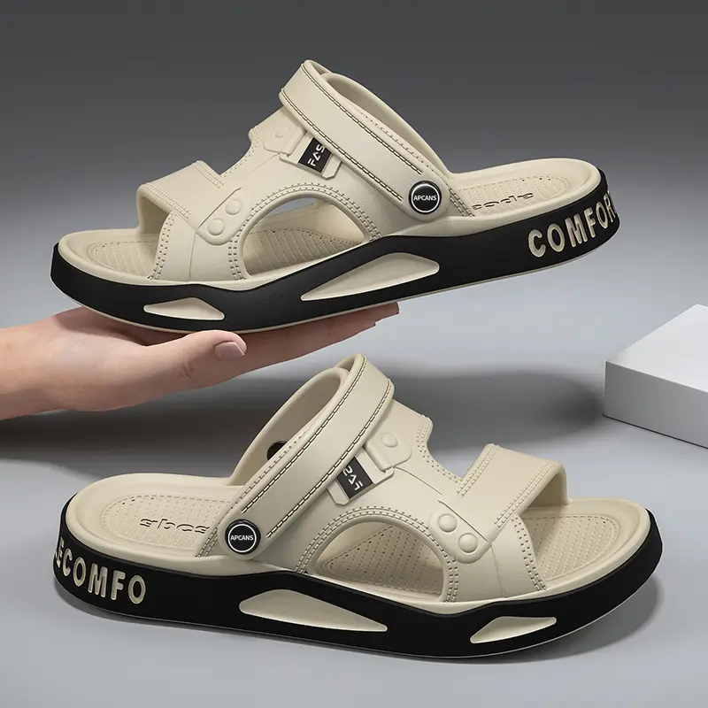 Summer Men's Slippers EVA Sandals Outdoor Light Slippers Platform Sole Casual Men Beach Shoes Non-slip Open-toe Male Sandals New