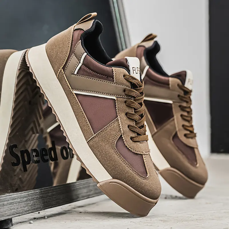 Men's Casual Sports Running Shoes New Leather Versatile Non-Slip All-Black Trendy Sneakers From Mainland Retro Board Fashionable