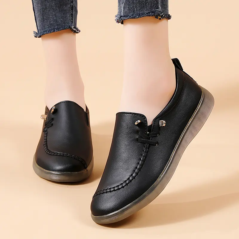 Shoes for Women Moccasins Flats Woman Loafers Genuine Leather Female Shoes Slip On Ballet Nurse Women's Shoes Plus Size 2025