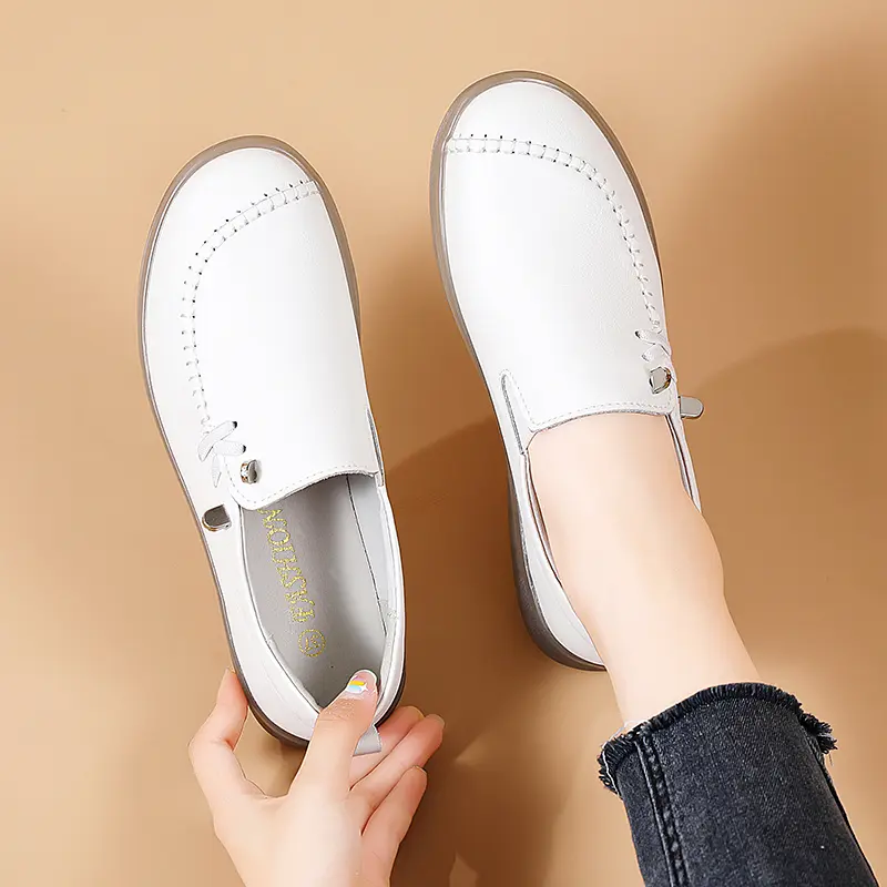 Shoes for Women Moccasins Flats Woman Loafers Genuine Leather Female Shoes Slip On Ballet Nurse Women's Shoes Plus Size 2025