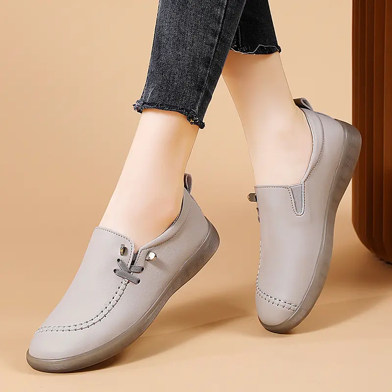 Shoes for Women Moccasins Flats Woman Loafers Genuine Leather Female Shoes Slip On Ballet Nurse Women's Shoes Plus Size 2025