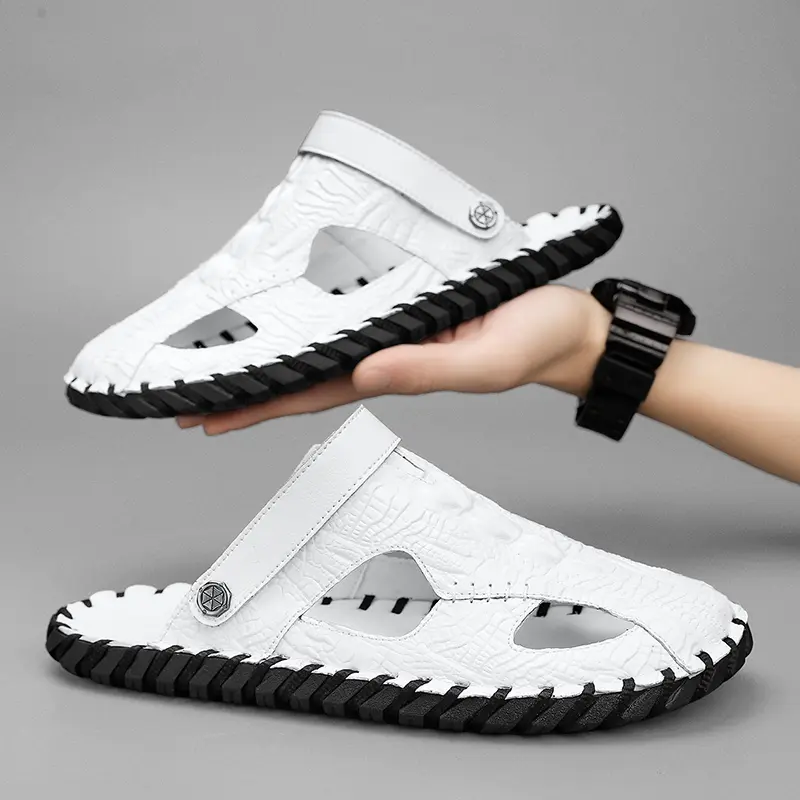 Mens Sandals Confortable Crocodile Pattern Lightweight Classic Beach Slippers Plus Size Non Slip Soft Black Sandals for Men