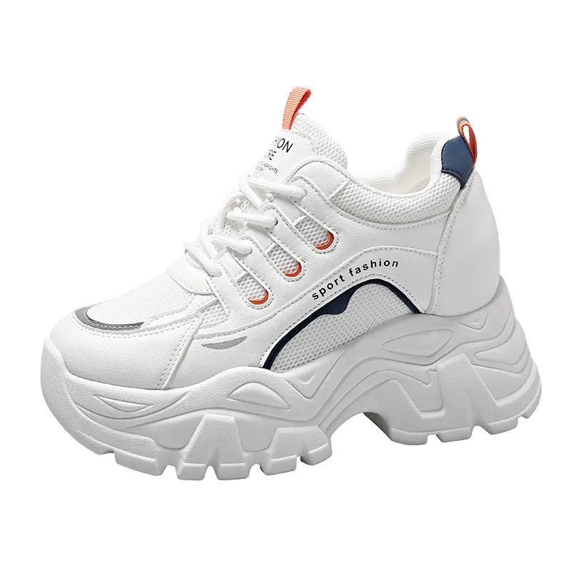 Thick Soled Women's Sports Shoes 2024 New Mesh Soft Sole Increased Height Inside Versatile Casual Sports Shoes