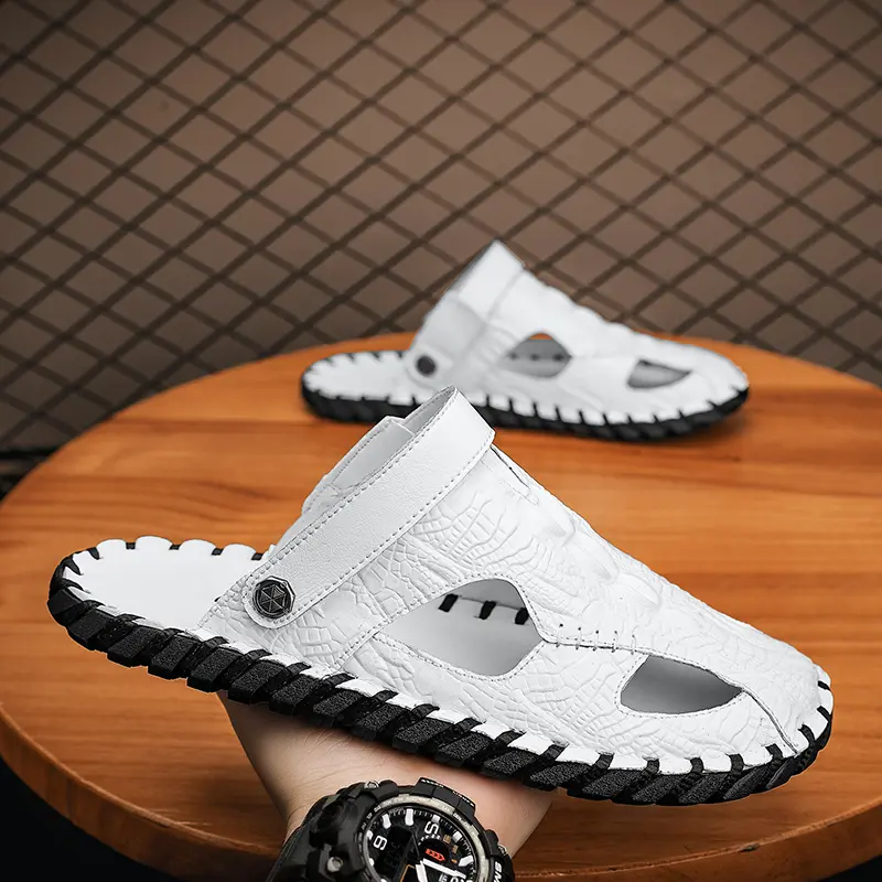 Mens Sandals Confortable Crocodile Pattern Lightweight Classic Beach Slippers Plus Size Non Slip Soft Black Sandals for Men