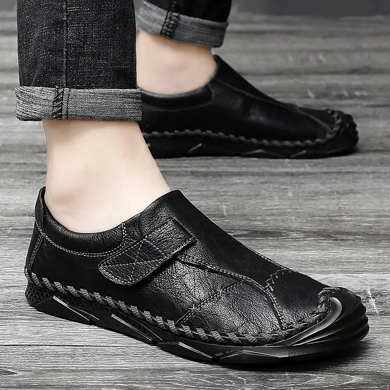 New Fashion Men Casual Shoes Handmade Leather Loafers Comfortable Mens Shoes Quality Split Leather Flat Driving Shoes Size 47