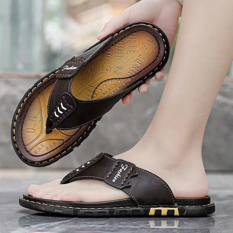 Flip Flops Summer Mens Outdoor Thick Soled Beach Shoes Breathable Cool Non Slip Comfort Sandals Male Casual Hiking Sandals 47