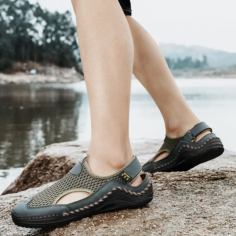 Men'S Summer Sneakers Comfort Casual Sneaker Soft Sole New Outdoor Trendy Sandals Mesh Hollow Casual Outerwear Shoes 46 Size