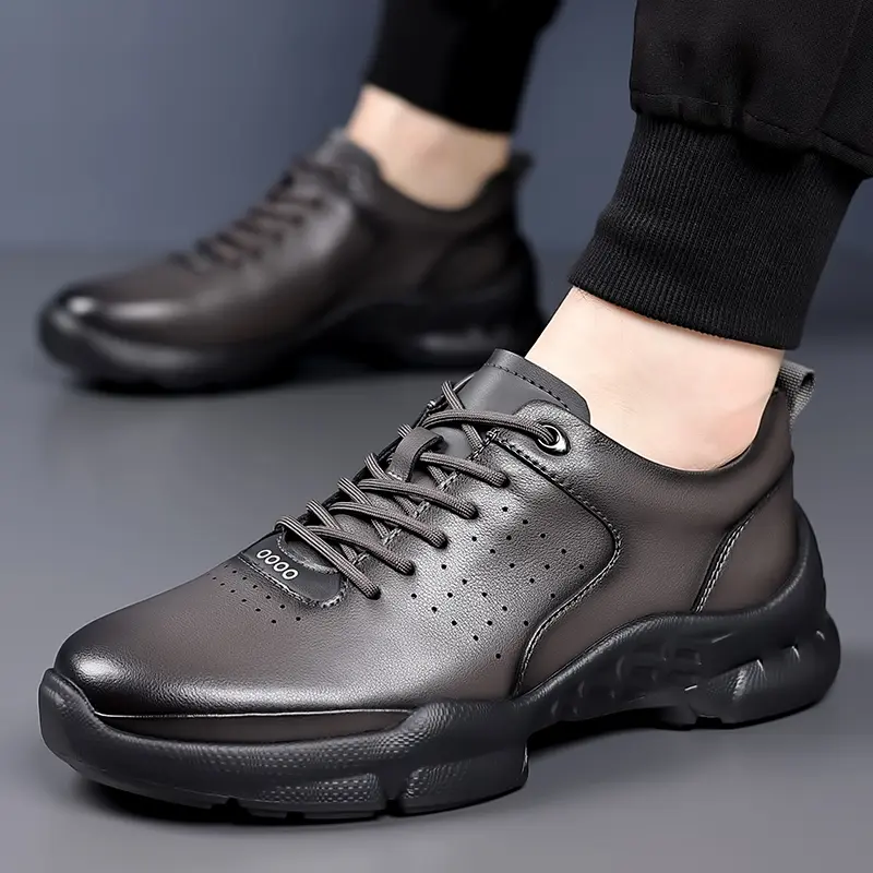 2025 Casual Men's Shoes Comfortable Breathable Walking Shoes Soft Soles Soft Surfaces Official Solid Color Men's Shoes Black