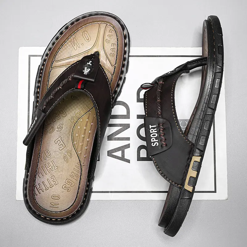 Flip Flops Summer Mens Slippers Casual Shoes Beach Sandals Outdoor Slides Walking Comfort Designer Fashion Luxury Leather