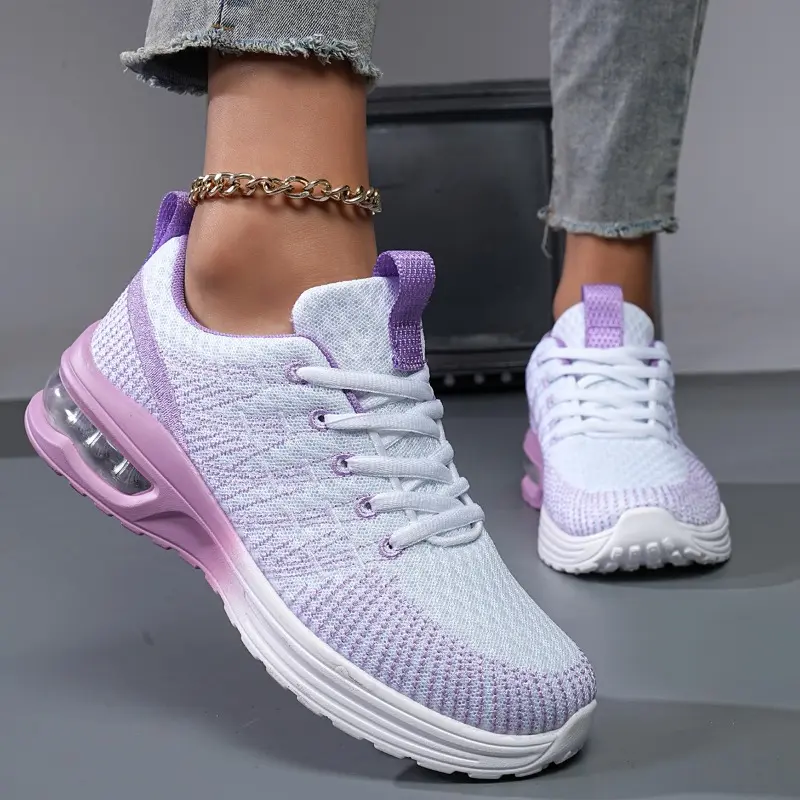 Purple Sport Shoes Women Running Shoes Breathable Air Cushion Mesh Sneakers Anti-slip Gym Trainers Jogging Athletic Shoes Big 42