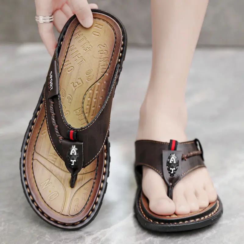 Flip Flops Summer Mens Slippers Casual Shoes Beach Sandals Outdoor Slides Walking Comfort Designer Fashion Luxury Leather