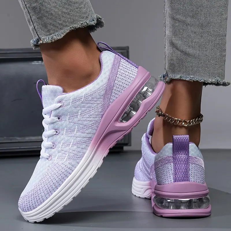 Purple Sport Shoes Women Running Shoes Breathable Air Cushion Mesh Sneakers Anti-slip Gym Trainers Jogging Athletic Shoes Big 42