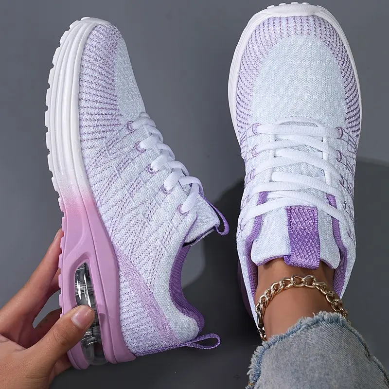 Purple Sport Shoes Women Running Shoes Breathable Air Cushion Mesh Sneakers Anti-slip Gym Trainers Jogging Athletic Shoes Big 42