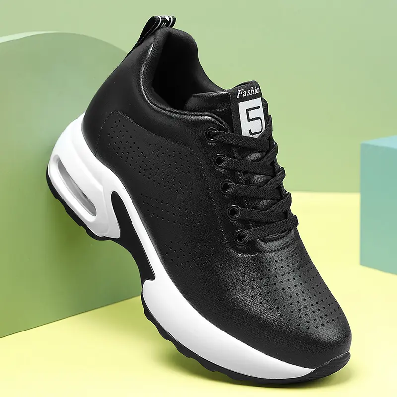 Wedge Heel Platform Shoes Chunky Sneakers Hollow Breathable Women Summer Sneakers Pumps Shoes Microfiber Leather Shoes