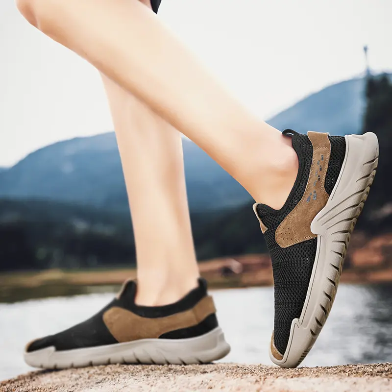 New Brand Design Men Casual Shoes Breathable Mesh Shoes Soft Sole Slip-On Sneakers Running Shoe Male Loafers Walking Footwear