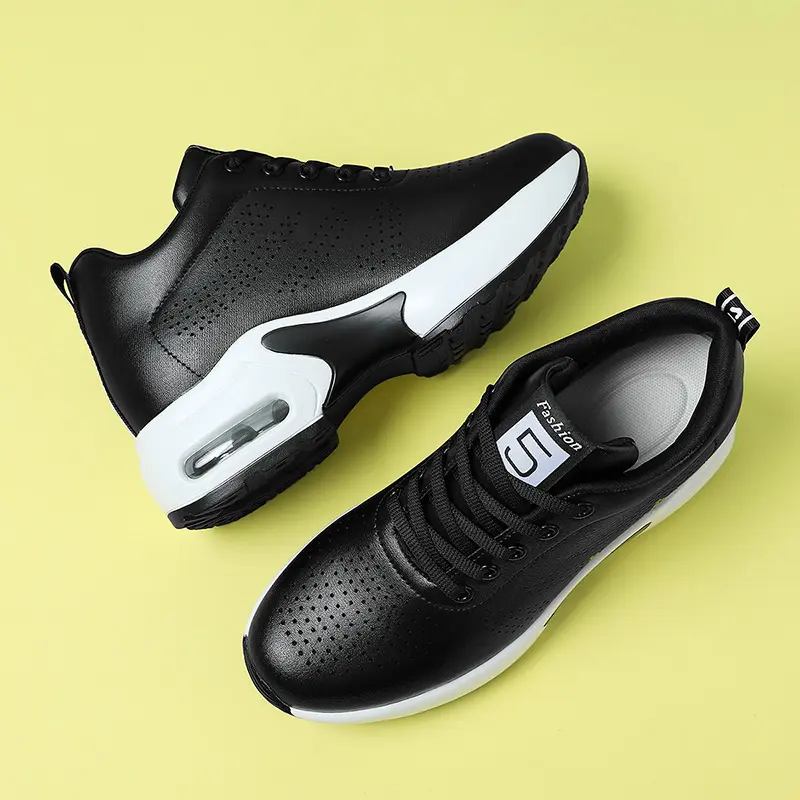 Wedge Heel Platform Shoes Chunky Sneakers Hollow Breathable Women Summer Sneakers Pumps Shoes Microfiber Leather Shoes