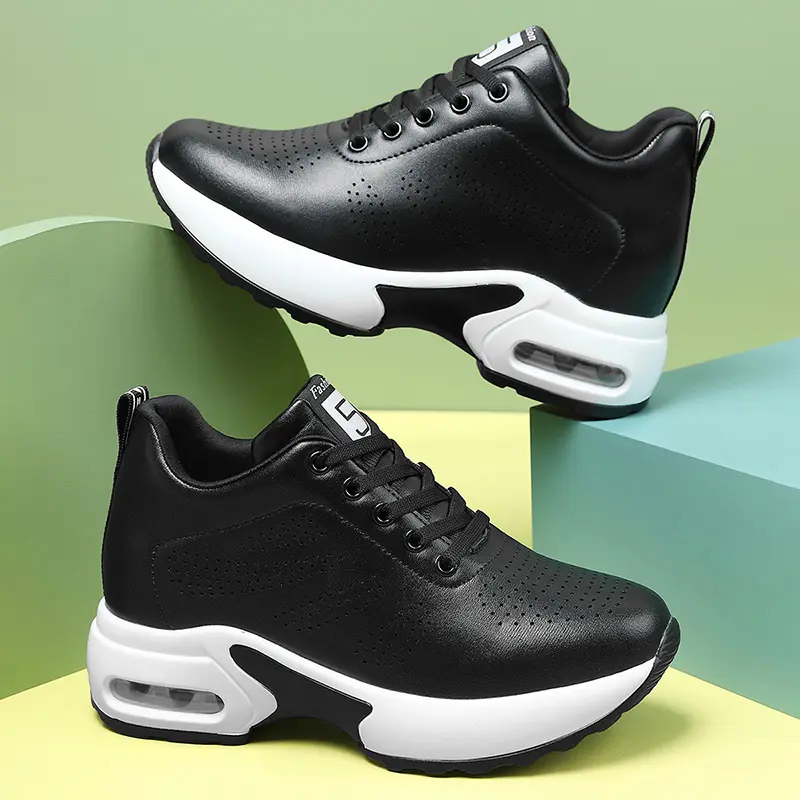 Wedge Heel Platform Shoes Chunky Sneakers Hollow Breathable Women Summer Sneakers Pumps Shoes Microfiber Leather Shoes