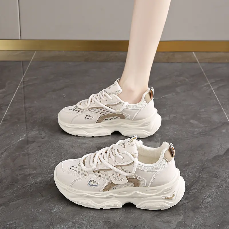 Fashion Breathable Chunky Sneakers Women 2025 Spring Summer New  Non Slip Wading Shoes Woman Thick Sole Platform Sports Shoes