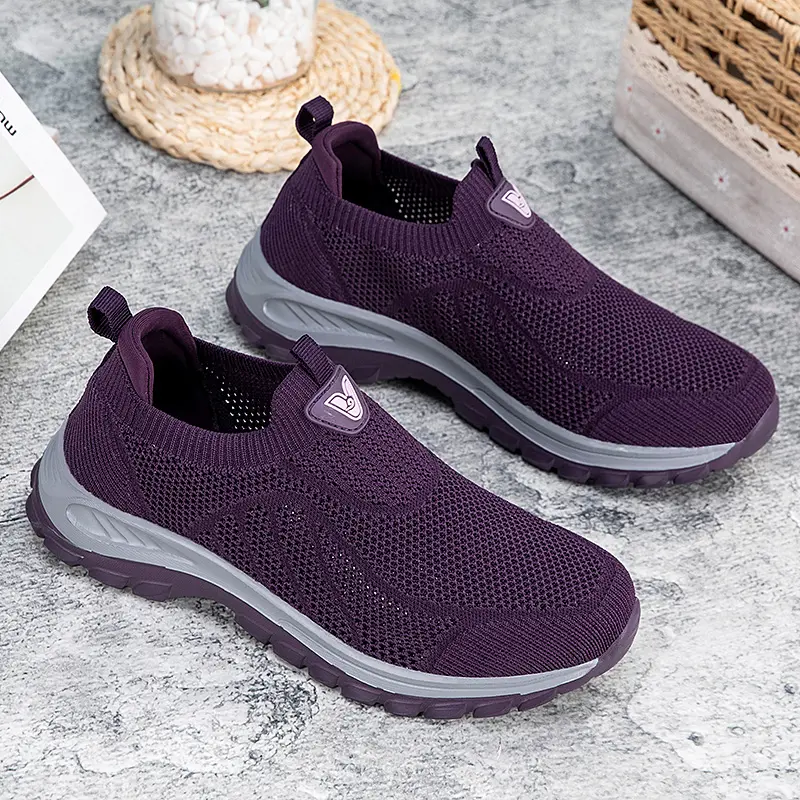 Women's Ladies Shoes Breathable Flying Woven Slip-On Sneakers Woman 2025 Sneakers Anti Slip Fly Woven Shoes for One Foot Men