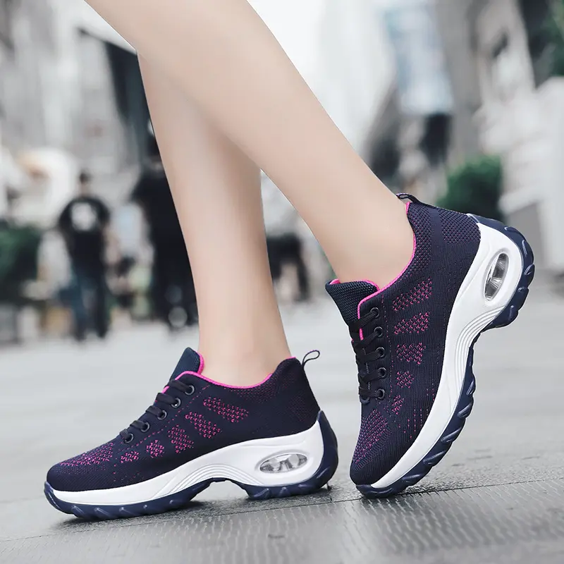 Women Walking Trainers Fashion Fly Weaving Sneakers Breathe Comfort Nursing Shoes Casual Platform Air Cushioned Running Increase