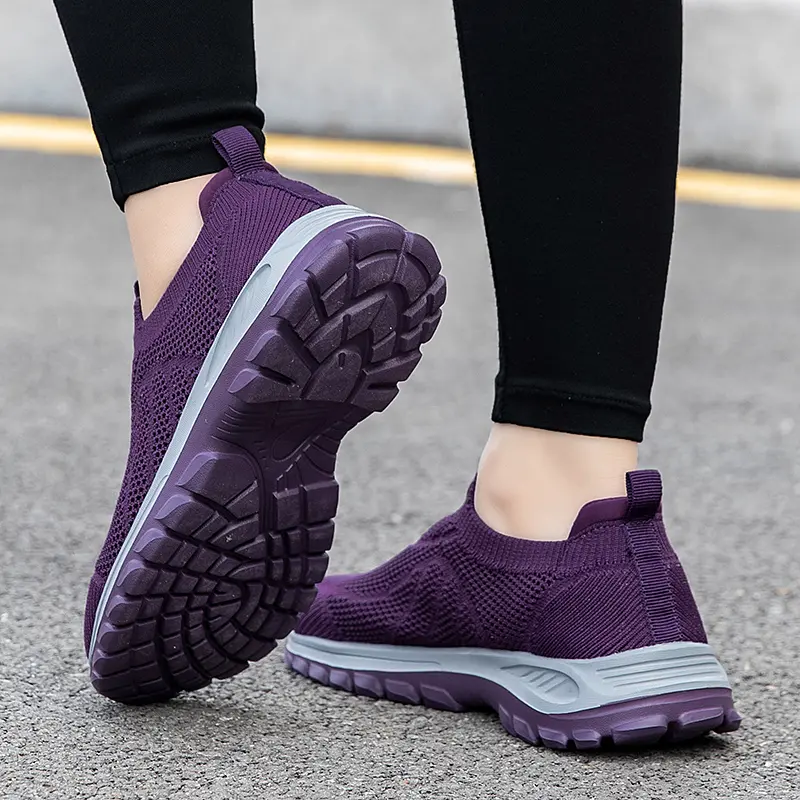 Women's Ladies Shoes Breathable Flying Woven Slip-On Sneakers Woman 2025 Sneakers Anti Slip Fly Woven Shoes for One Foot Men