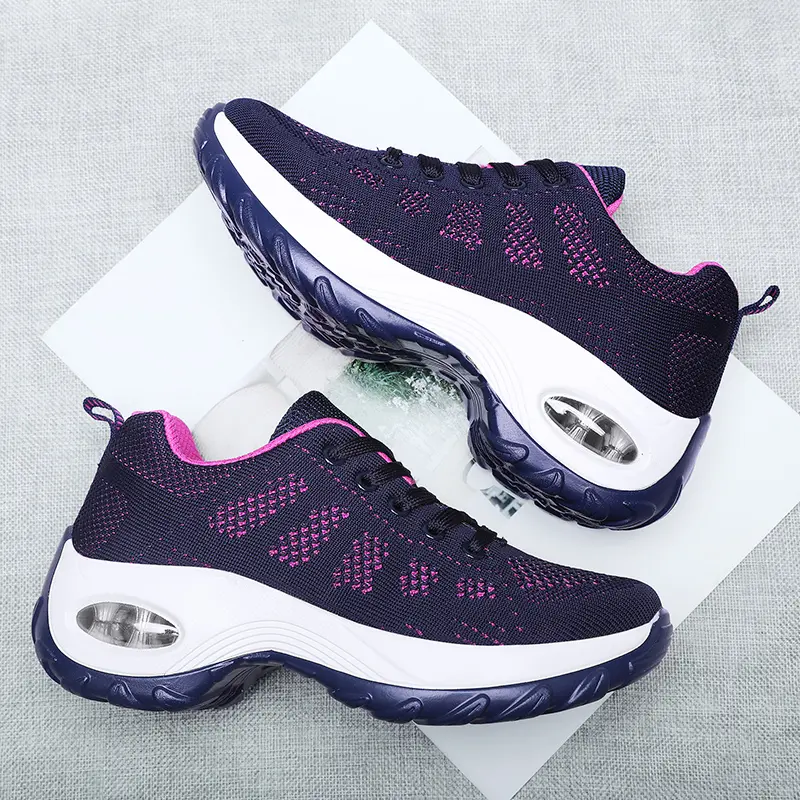Women Walking Trainers Fashion Fly Weaving Sneakers Breathe Comfort Nursing Shoes Casual Platform Air Cushioned Running Increase