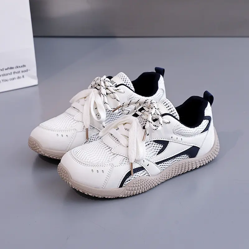 Pink Girls Mesh Satin Shoelaces Lace Up Sneakers 2025 New Fashion Women Casual Shoes Round Toe Platform Training Shoes