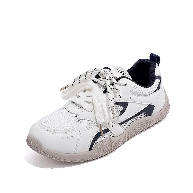 Pink Girls Mesh Satin Shoelaces Lace Up Sneakers 2025 New Fashion Women Casual Shoes Round Toe Platform Training Shoes