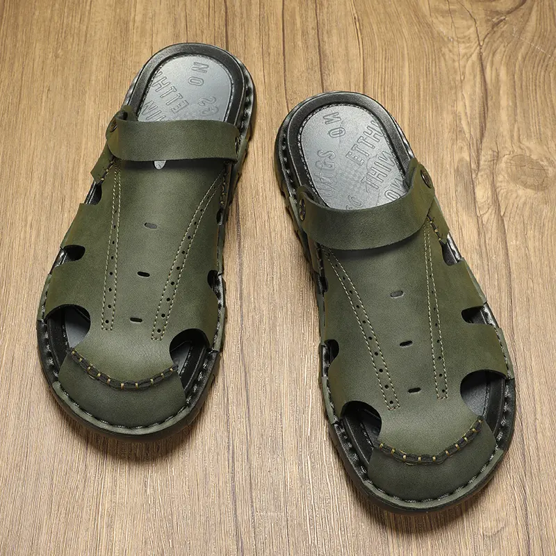 Mens Summer Slippers Casual Shoes Beach Sandals Outdoor Slides Leather Walking Comfort Luxury Designer Lightweight Fashion