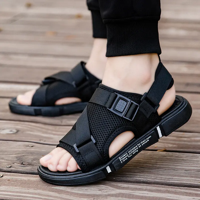 Mens Sports Sandals Summer Outdoor Beach Sandals Men Aqua Trekking Water Shoes Men Upstream Shoes Quick-drying Shoes Black