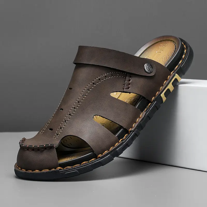 Mens Summer Slippers Casual Shoes Beach Sandals Outdoor Slides Leather Walking Comfort Luxury Designer Lightweight Fashion
