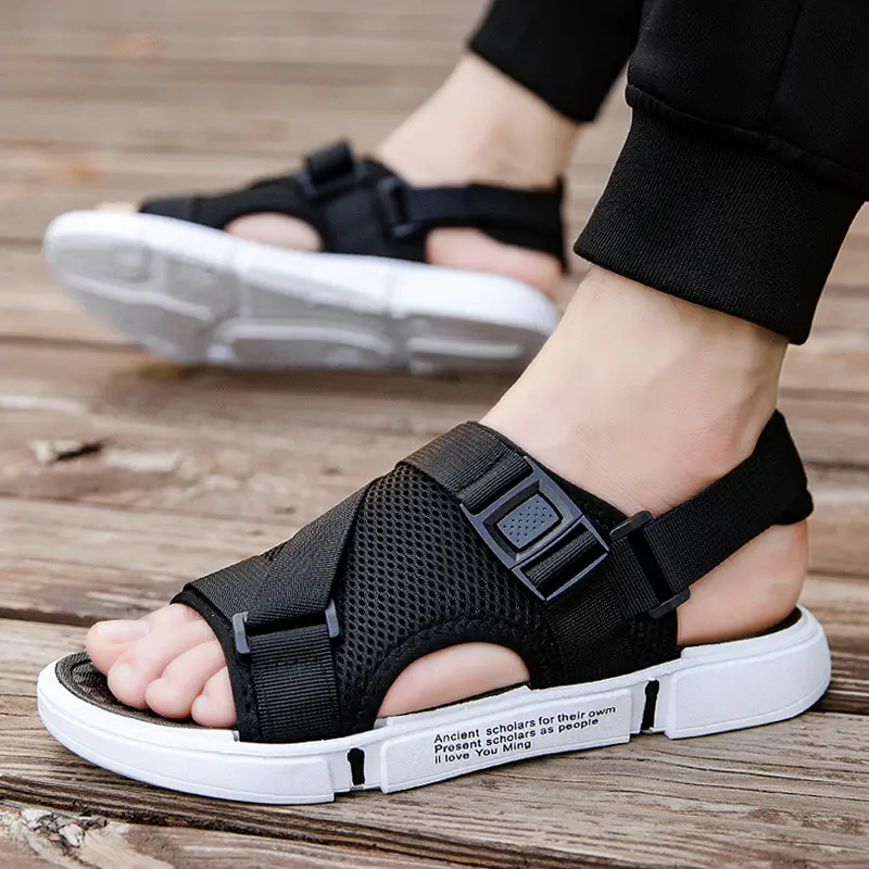 Mens Sports Sandals Summer Outdoor Beach Sandals Men Aqua Trekking Water Shoes Men Upstream Shoes Quick-drying Shoes Black