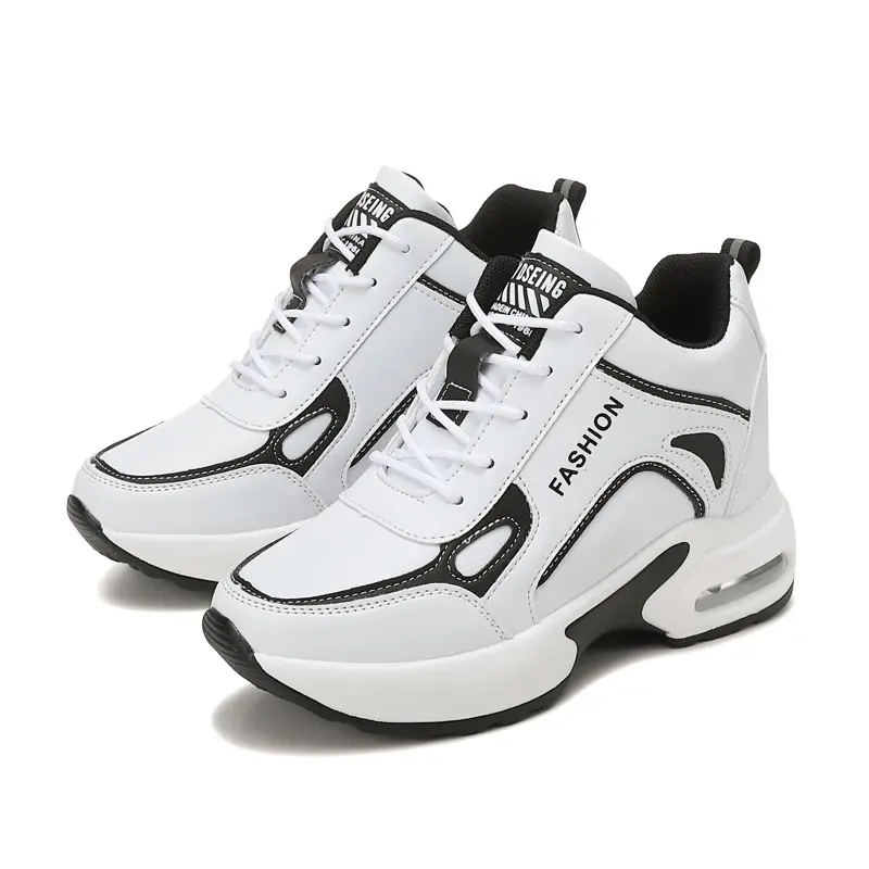 Autumn low cut Women's Shoes Fashion High Heels Wedge Platform Lace Up Casual Sneakers Breathable Comfortable Sport Shoes