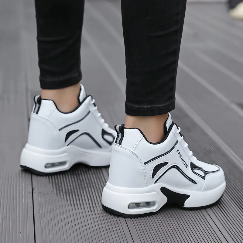 Autumn low cut Women's Shoes Fashion High Heels Wedge Platform Lace Up Casual Sneakers Breathable Comfortable Sport Shoes