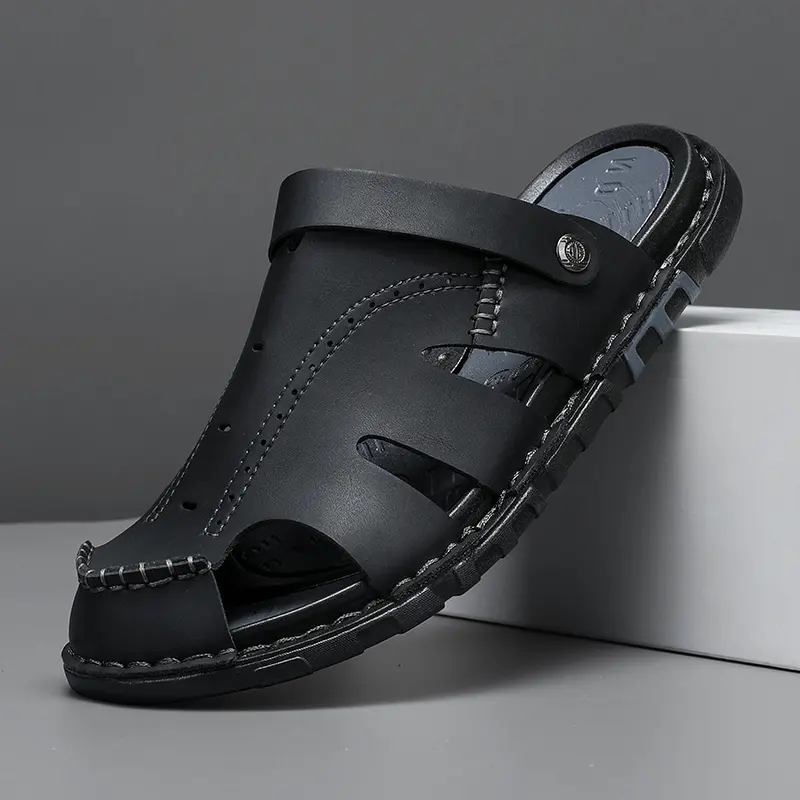 Mens Summer Slippers Casual Shoes Beach Sandals Outdoor Slides Leather Walking Comfort Luxury Designer Lightweight Fashion