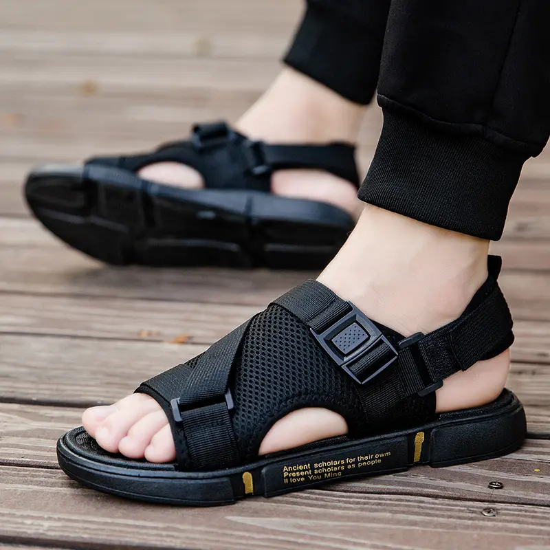 Mens Sports Sandals Summer Outdoor Beach Sandals Men Aqua Trekking Water Shoes Men Upstream Shoes Quick-drying Shoes Black