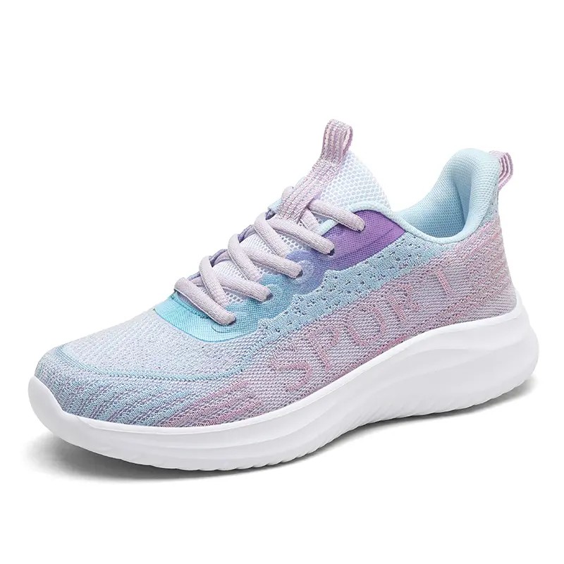 Flying Knit Low Top Fashion Womens Shoes Breathable Light Sports Shoes College Style Students Non Slip Soft Soled Running Shoes