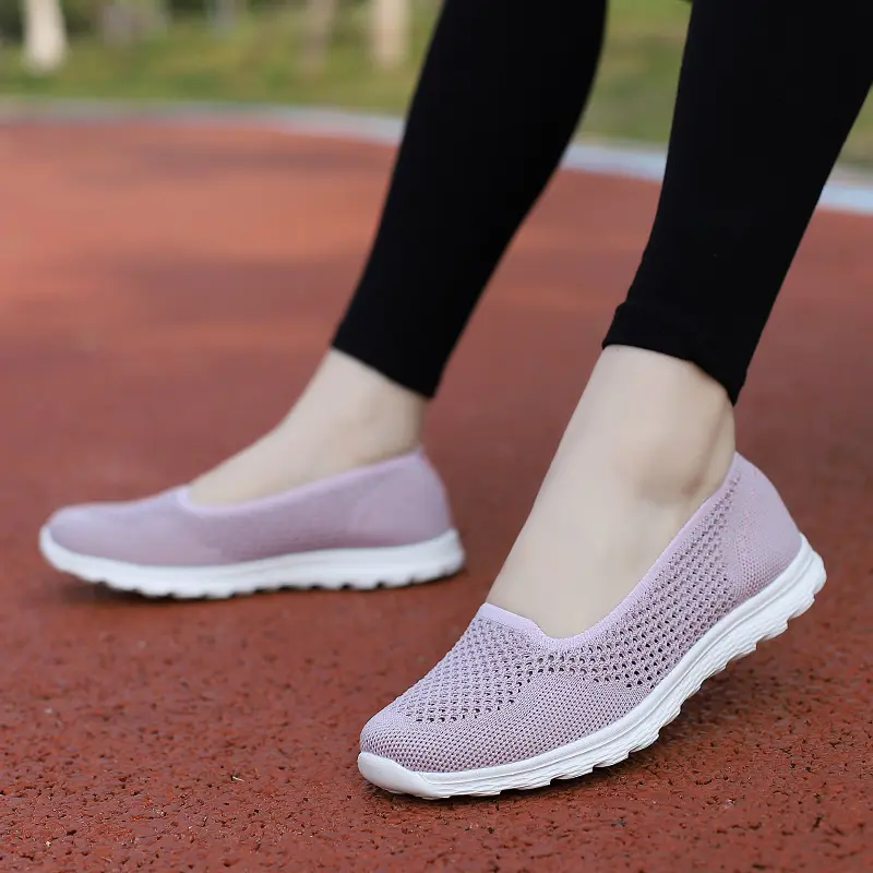 Summer Women's Mesh Shoes Breathable Sneakers 2025 Flat Platform Slip on Shoes Ladies Casual Anti-slip Walking Woven Shoes