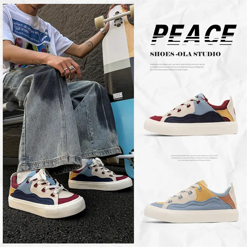 Retro Men's Canvas Skateboard Tenis Non-slip Streetwear Breathable Male Student Casual Leisure Flat Skateboar Walking Shoes