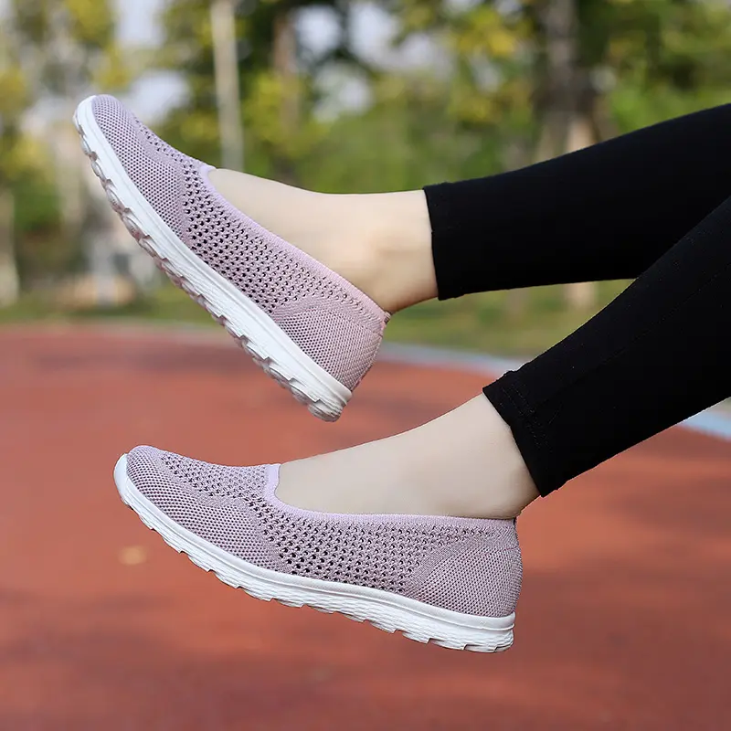 Summer Women's Mesh Shoes Breathable Sneakers 2025 Flat Platform Slip on Shoes Ladies Casual Anti-slip Walking Woven Shoes