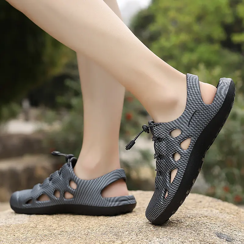 Men's Elastic Band Hiking Sandals Brand Mens Breathable Outdoor Shoe Man Slip-on Casual Shoes for Men Comfortable Barefoot Shoes
